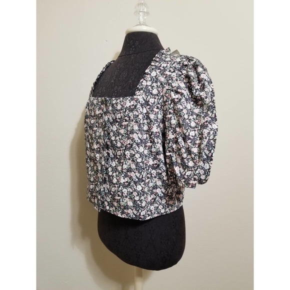 Levi's Women's Shirt Crop Tops Puff Sleeve Square Neck Size X Large Gree… - Picture 3 of 11